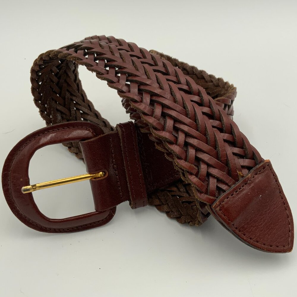 Vtg THE RITZ ACCESSORY COLLECTION 9482 Brown Braided Leather Belt Size SM - Picture 3 of 7